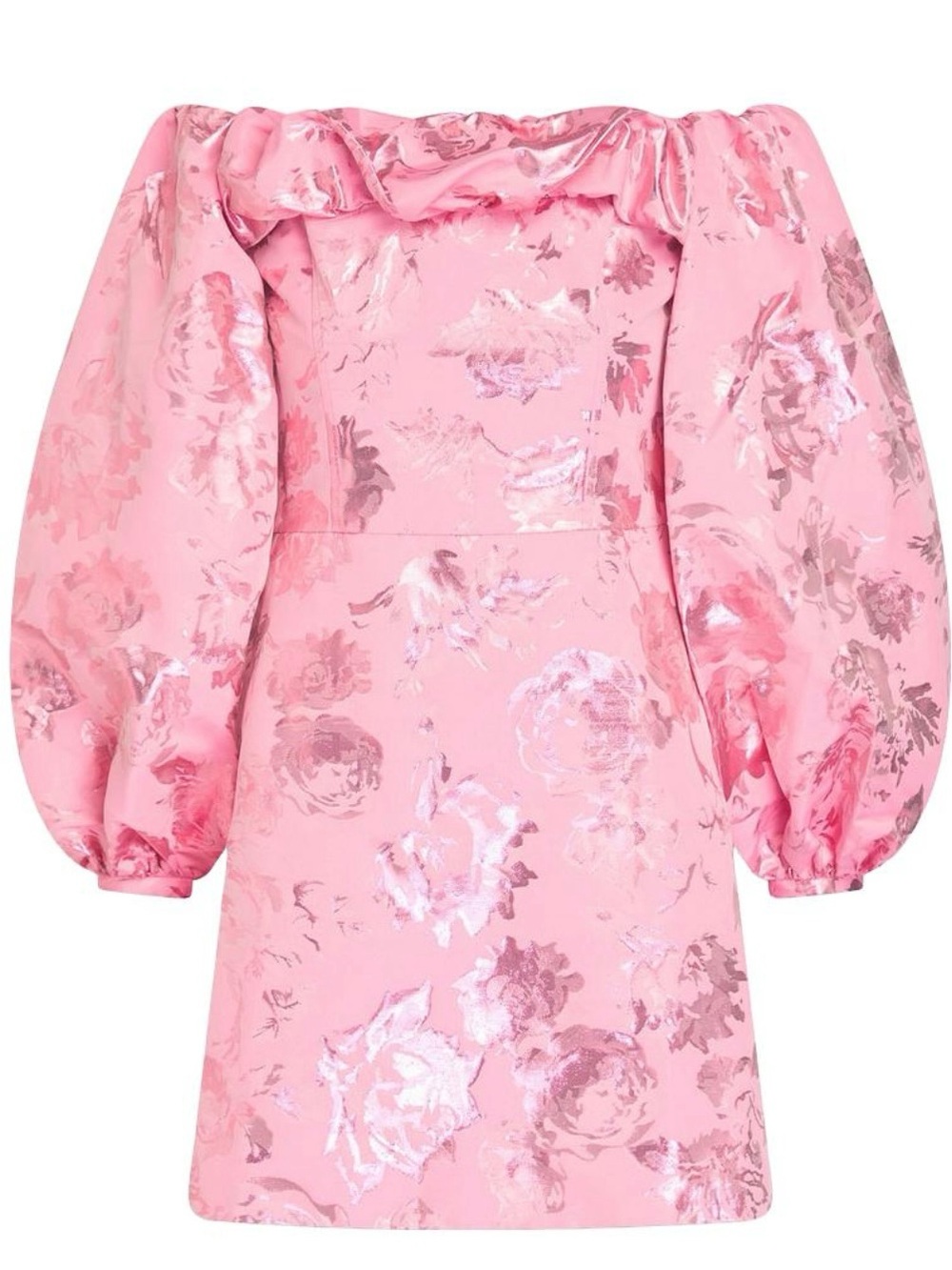 STINE GOYA Pink Floral Off-Shoulder Puff-Sleeve Dress